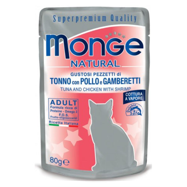 Monge Cat Natural Tonno con Pollo e Gamberetti 80gr