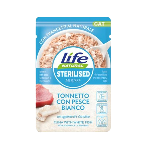 LifeCat Function Mousse Sterilizzato Tonnetto con Pesce Bianco 70gr