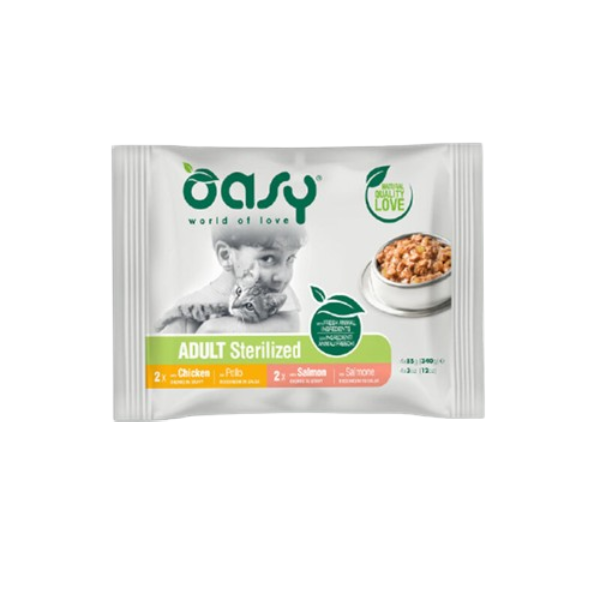 Oasy Cat Multipack Sterilizzato Pollo e Salmone 4x85gr