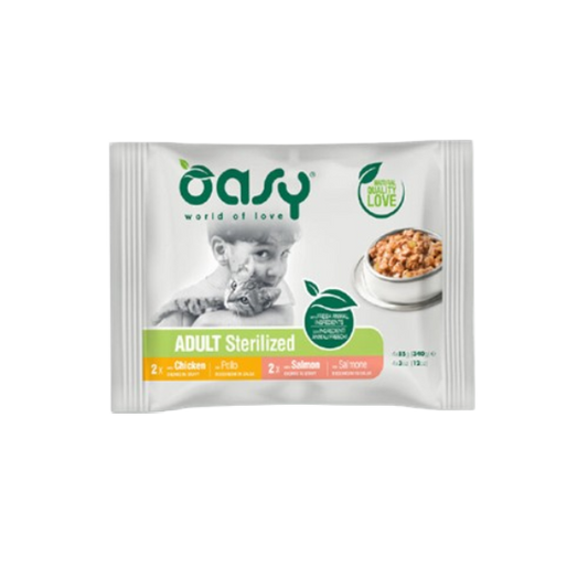 Oasy Cat Multipack Sterilizzato Pollo e Salmone 4x85gr